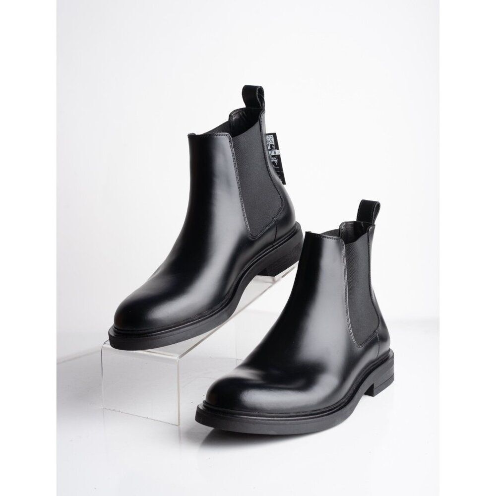 Massimo Dutti Mens Leather Ankle Boots Stretch Black US 8 EU 41 NWB 2055/450